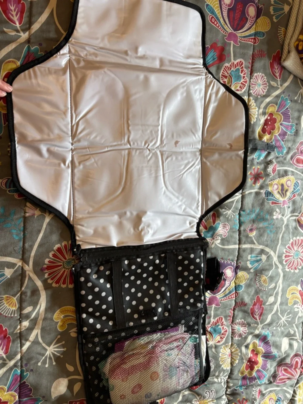 Black Polka Dot changing pad and  Organizer